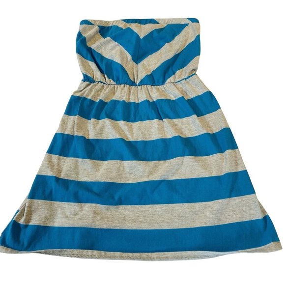 Women's Mossimo Supply Casual Dress XS Blue Gray Stripes Sleeveless Summer - Picture 1 of 8